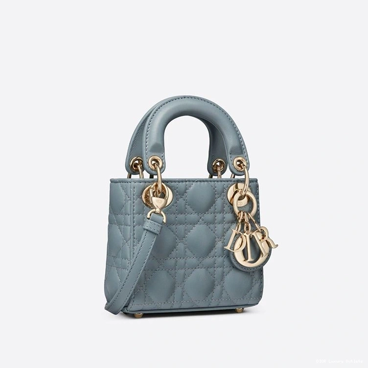 Cheap Cannage Lady Bag Blue Micro Sky Lambskin Dior 0807 Luxury
